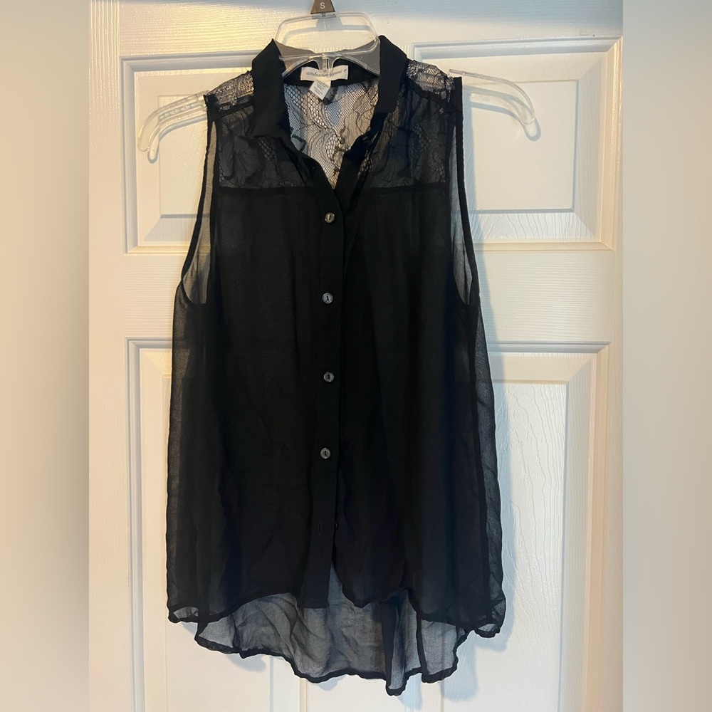 Black Sleeveless Sheer Top